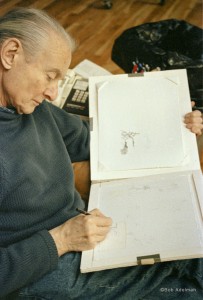 Chronology: Roy Lichtenstein drawing in his Washington Street studio, ca. 1997. © Bob Adelman