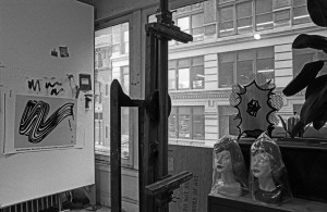 Roy Lichtenstein in his studio at 190 Bowery, New York, ca. 1967. Photograph by Ugo Mulas © Ugo Mulas Heirs. All rights reserved