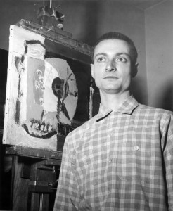 Roy Lichtenstein in his home studio in Cleveland, Ohio, mid-1950s. Photograph by Ray Sommer