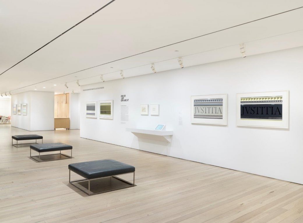 Installation view of Order and Ornament: Roy Lichtenstein’s Entablatures (Whitney Museum of American Art, New York, September 27, 2019-April 2020). Photograph by Ron Amstutz